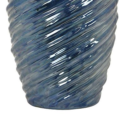 Avery Tall Modern Vase, Angled Spiral Design, Ceramic