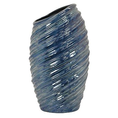 Avery Tall Modern Vase, Angled Spiral Design, Ceramic