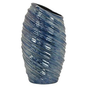 Avery Tall Modern Vase, Angled Spiral Design, Ceramic
