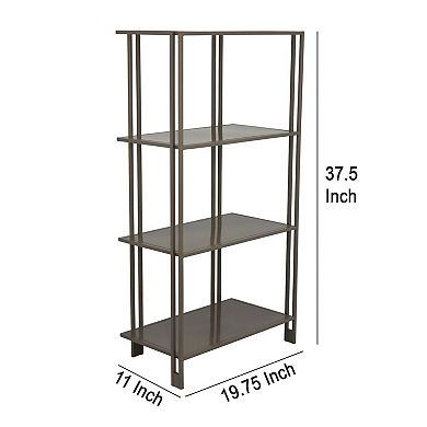 Bush Plant Display Stand, Modern 4 Tier Gray Metal Finish, 38 Inch