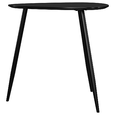 Deso Side End Table, Triangular Mango Wood, Metal Legs
