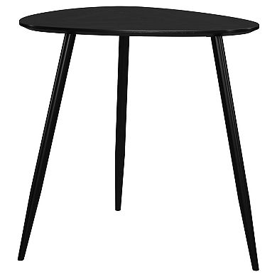Deso Side End Table, Triangular Mango Wood, Metal Legs