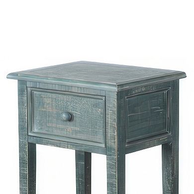 Rena Side End Table with 1 Drawer, Mahogany Wood