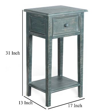 Rena Side End Table with 1 Drawer, Mahogany Wood