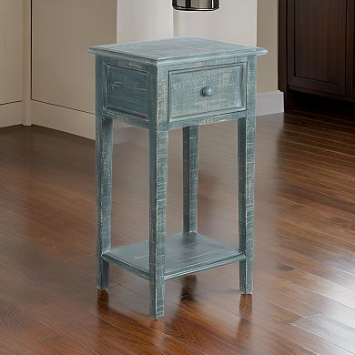 Rena Side End Table with 1 Drawer, Mahogany Wood