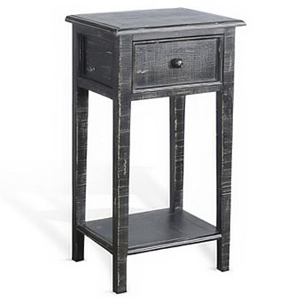 Rena Side End Table with 1 Drawer, Mahogany Wood