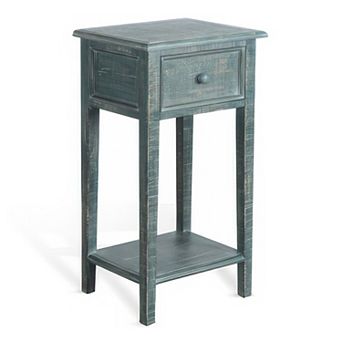 Rena Side End Table with 1 Drawer, Mahogany Wood