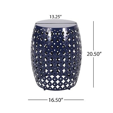 Miami Outdoor End Table, Cutout Design, Round, Iron