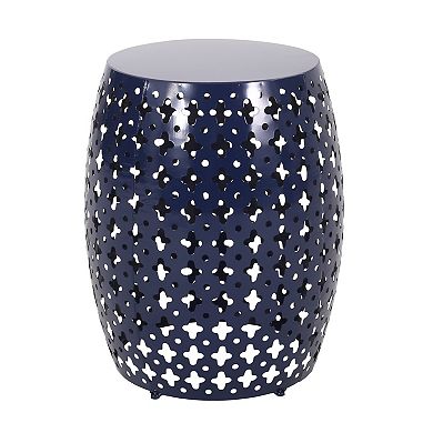 Miami Outdoor End Table, Cutout Design, Round, Iron