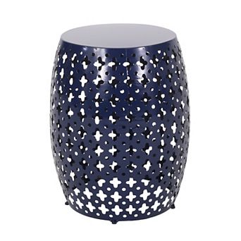 Miami Outdoor End Table, Cutout Design, Round, Iron