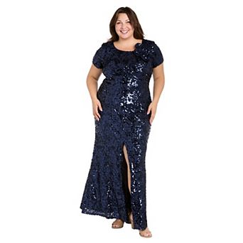 Plus Size R&M Richards Stretch Sequin Cap Sleeve Dress