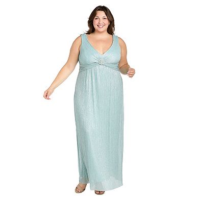 Plus Size R&M Richards 2-Pc. Mesh Jacket & Crinkle Pleated Sleeveless Dress