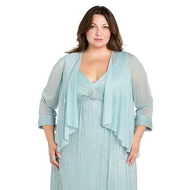Plus Size R&M Richards 2-Pc. Mesh Jacket & Crinkle Pleated Sleeveless Dress