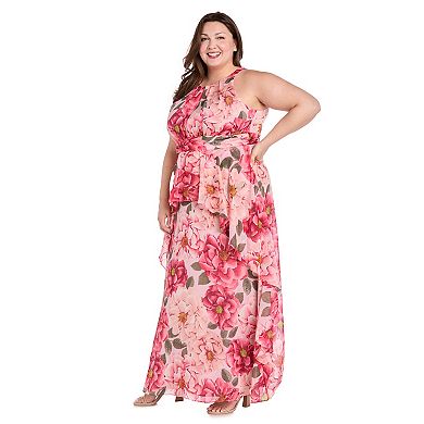 Plus Size R&M Richards Ruffle Skirt Floral Halter Dress