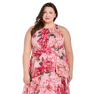 Plus Size R&M Richards Ruffle Skirt Floral Halter Dress