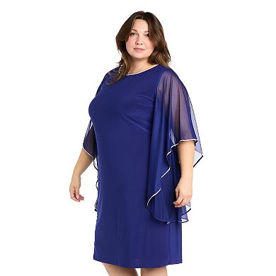 Plus Size R&M Richards Chiffon Butterfly Sleeves Short Sheath Dress
