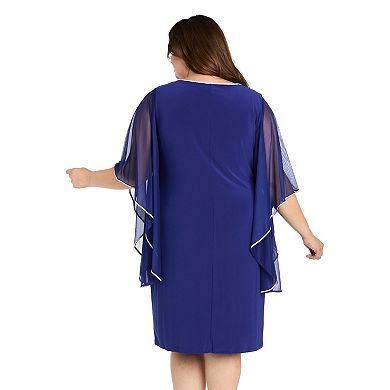 Plus Size R&M Richards Chiffon Butterfly Sleeves Short Sheath Dress