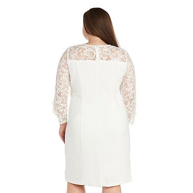 Plus Size R&M Richards Illusion Bodice Short Dress