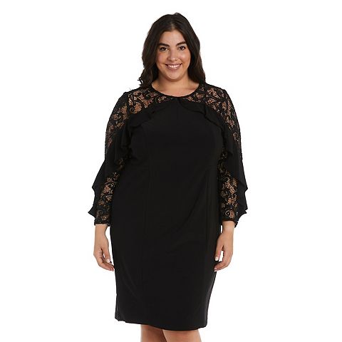 Женские платья R&M Plus Size R&M Richards Illusion Bodice Short Dress