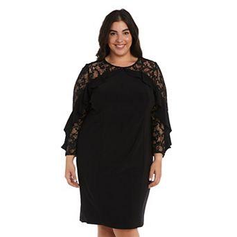 Plus Size R&M Richards Illusion Bodice Short Dress