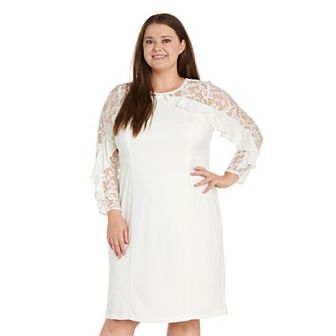 Plus Size R&M Richards Illusion Bodice Short Dress