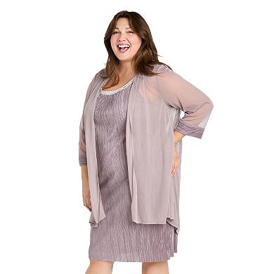 Plus Size R&M Richards 2-pc. Pleated Shimmer Jacket Dress Set