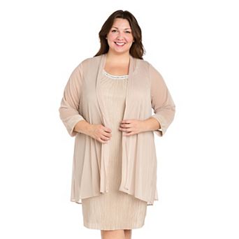 Plus Size R&M Richards 2 pc Pleated Shimmer Jacket Dress Set