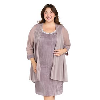 Plus Size R&M Richards 2 pc Pleated Shimmer Jacket Dress Set