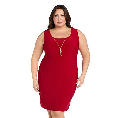Plus Size R&M Richards 2-pc. Ruffle Sleeve Jacket Dress Set with Detachable Necklace
