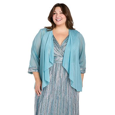 Plus Size R&M Richards 2-pc. Jersey Jacket & Crinkle V-Neck Long Dress Set
