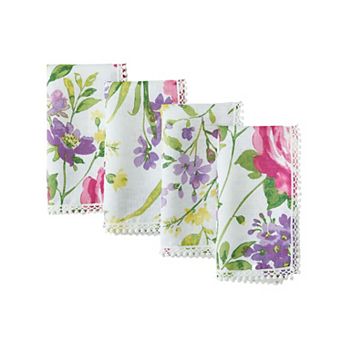 Elrene Home Fashions Sophia Pom Pom Napkins, 17"x17", Set of 4