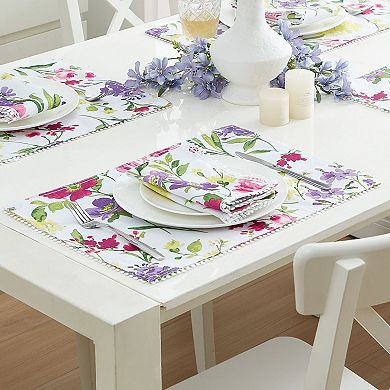 Elrene Home Fashions Sophia Pom Pom Napkins, 17"x17", Set of 4