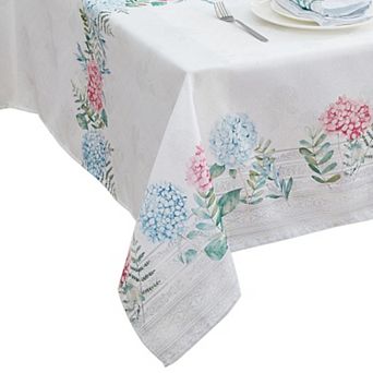 Elrene Home Fashions Hydrangea Sketch Double Border Square/Rectangle Tablecloth