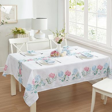 Elrene Home Fashions Hydrangea Sketch Double Border Square/Rectangle Tablecloth