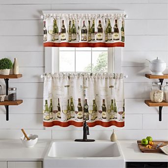 Elrene Home Fashions Wine Tasting 3 pc Kitchen Curtain Tier Set & Valance