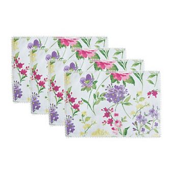 Elrene Home Fashions Sophia Pom Pom Placemats, 13"x9", Set of 4