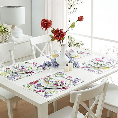 Elrene Home Fashions Sophia Pom Pom Placemats, 13"x9", Set of 4