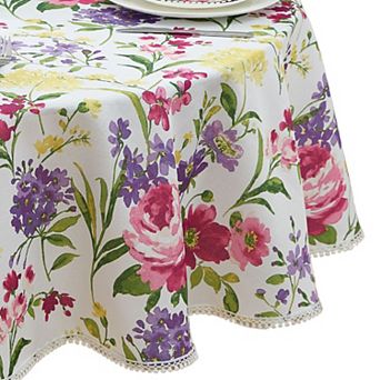 Elrene Home Fashions Sophia Pom Pom Round/Oval Tablecloth