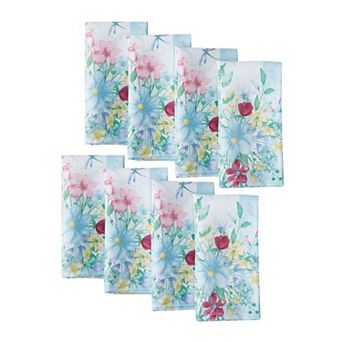 Elrene Home Fashions Nottingham Double Border Napkins, 17"x17", Set of 8