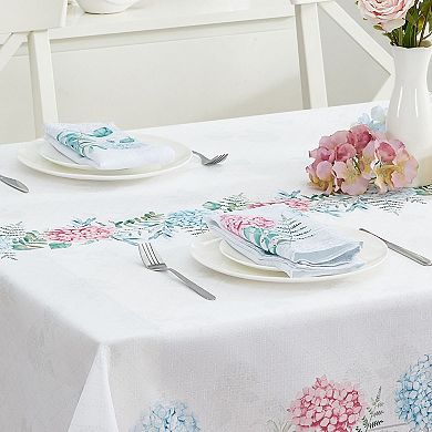 Elrene Home Fashions Hydrangea Sketch Double Border Napkin, 17"x17", Set of 8
