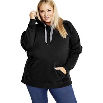 Avenue Women's Plus Size Frill Plain Hoodie