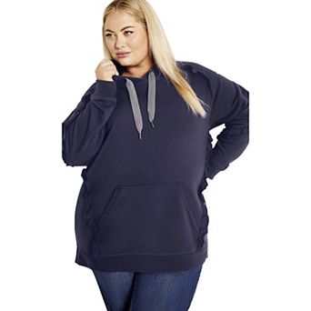 Avenue Women's Plus Size Frill Plain Hoodie