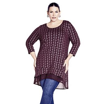 Avenue Women's Plus Size Foil Print Tunic