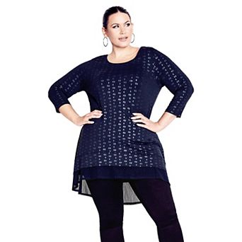 Avenue Women's Plus Size Foil Print Tunic