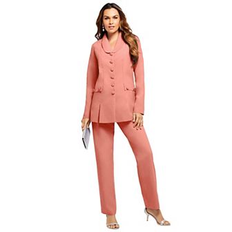 Roaman's Women's Plus Size Petite Ten Button Pant Suit