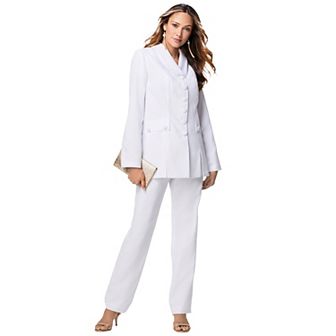 Roaman's Women's Plus Size Petite Plus Size Long Sleeve Ten-Button Shawl-Collar Pant Suit 2 pc