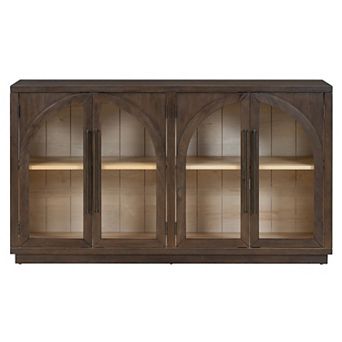 Merax 4-Door Large Storage Sideboard Buffet Cabinet with Glass Doors