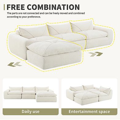 Merax 116'' Oversized Modular Sofa，4 Seat Spacious Foam-Filled Sofa Bed for Living Room