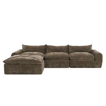 Merax 116'' Oversized Modular Sofa，4 Seat Spacious Foam-Filled Sofa Bed for Living Room