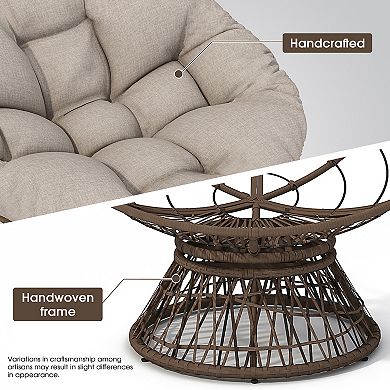 Merax 41.5" Ergonomic Wicker Chair with Cloud Thick Density Fabric Cushion